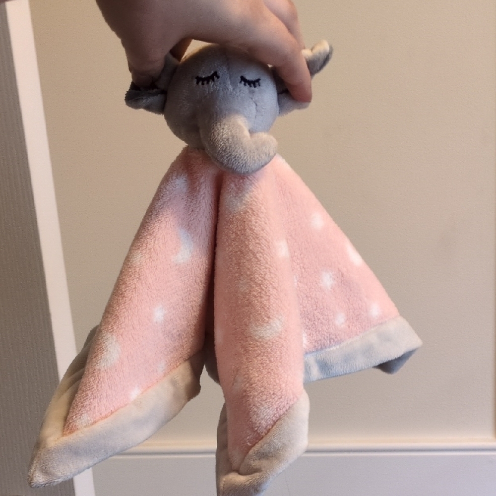 Elephant Plush Security Blanket - Pink and Gray - Picture 2 of 2